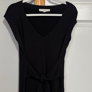 LOFT Black V-Neck Tie-Waist Dress